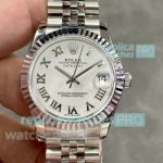 Swiss Copy Rolex Datejust White Roman Dial Stainless Steel Jubilee Watch 31mm Midsize 
